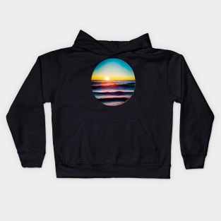 Pacific Sunset Ocean Wave Scene - Sea Life Kids Hoodie